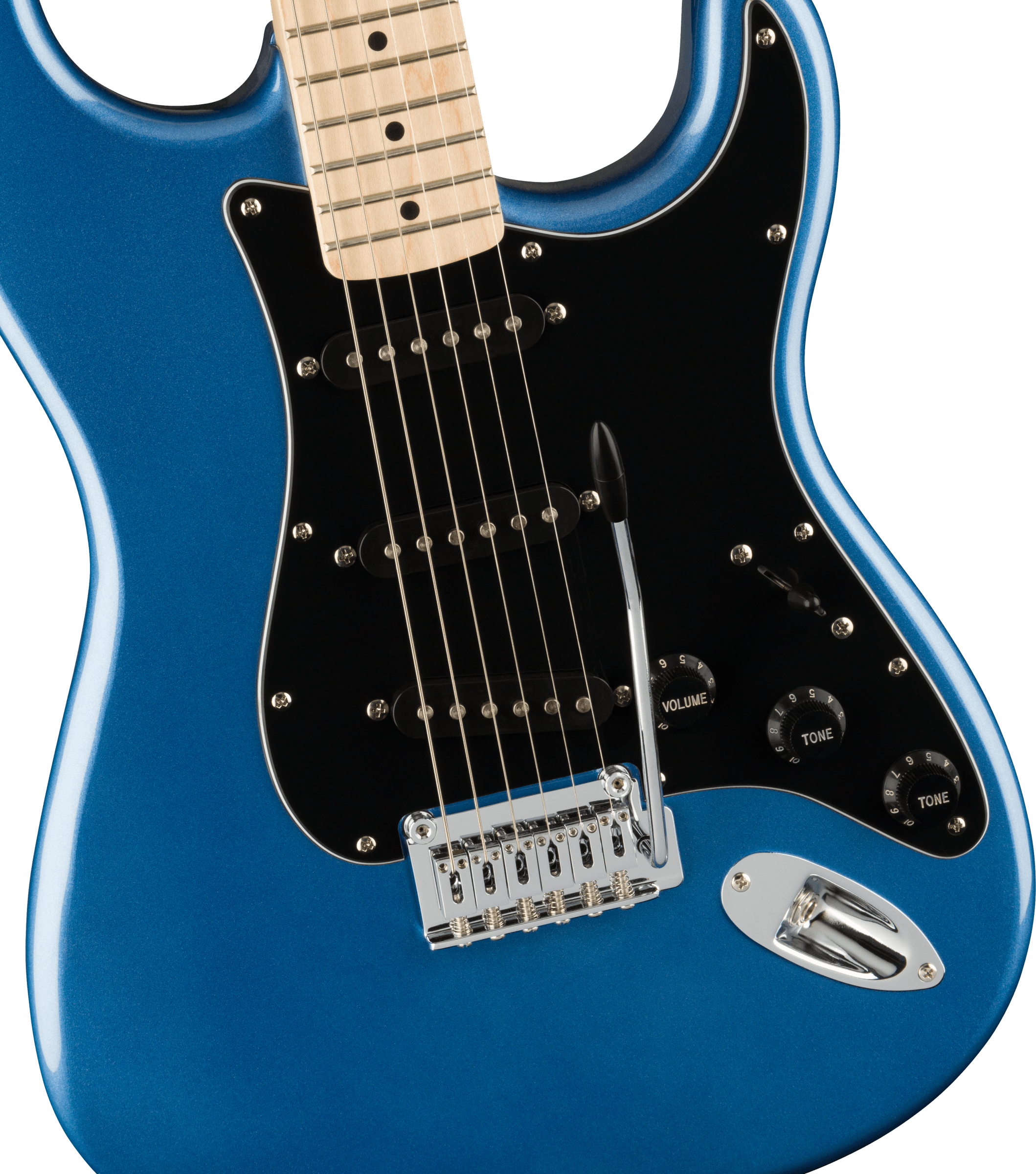 Squier Affinity Series™ Stratocaster®, Maple Fingerboard, Black Pickguard, Lake Placid Blue