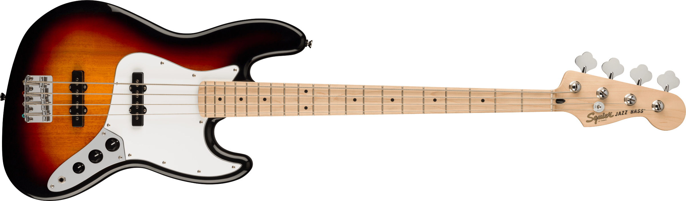 Squier Affinity Series™ Jazz Bass®, Maple Fingerboard, White Pickguard, 3-Color Sunburst