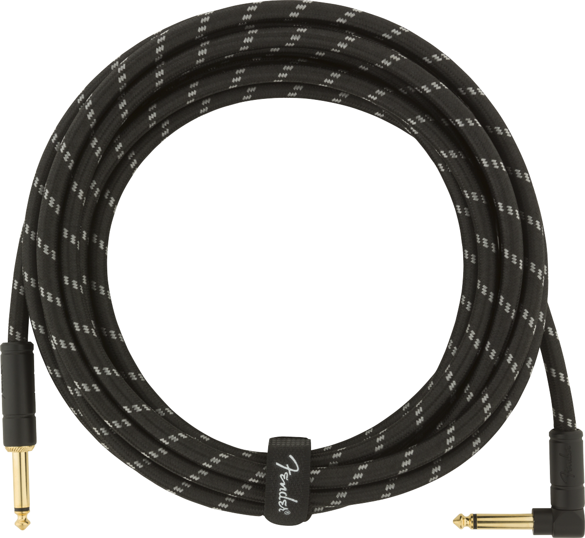 Fender Deluxe Series Instrument Cable, Straight/Angle, 15' Black Tweed