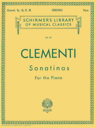 12 Sonatinas, Op. 36, 37, 38 Schirmer Library of Classics Volume 40  Piano Solo Schirmer Library of Classics Softcover