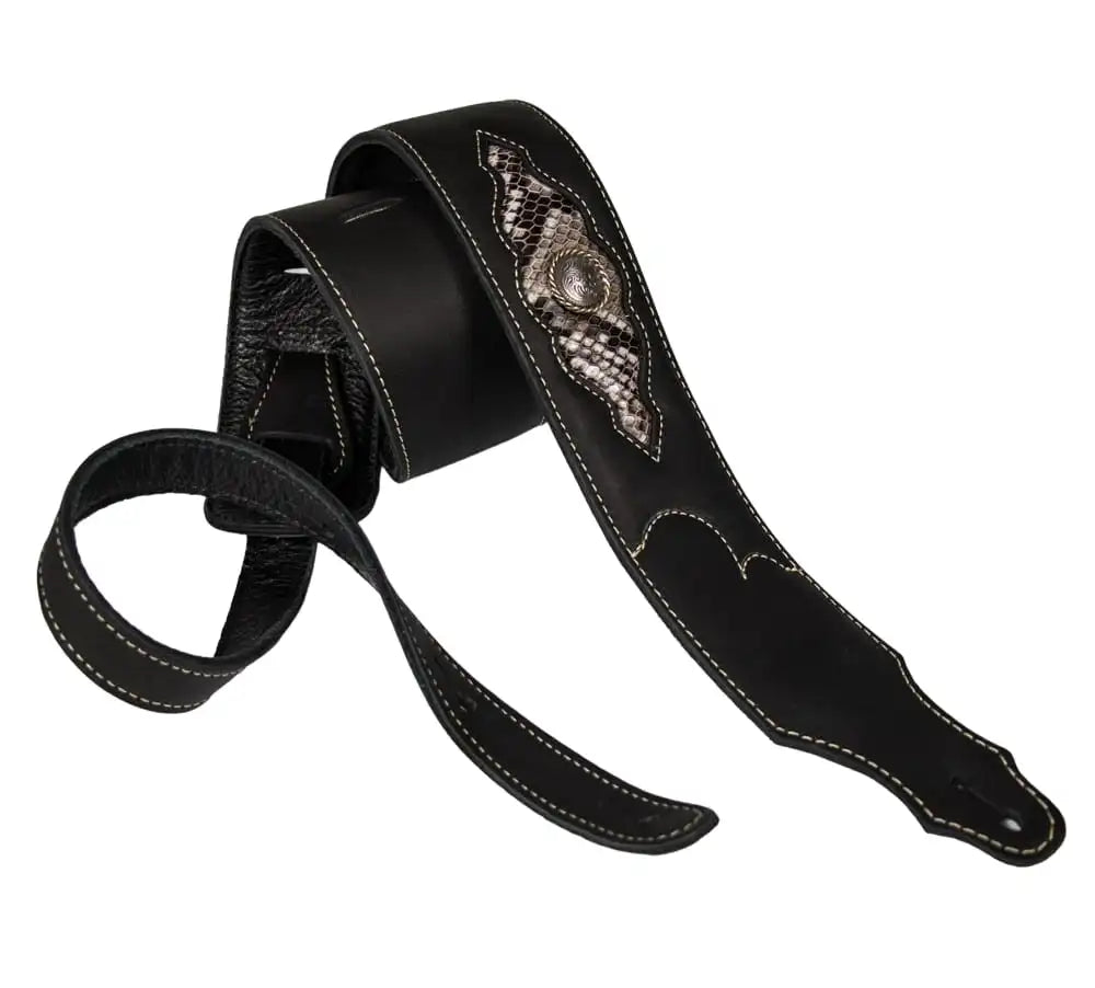 Franklin Sculpted Ball Glove Guitar Strap Leather/Snakeskin 2-1/2"