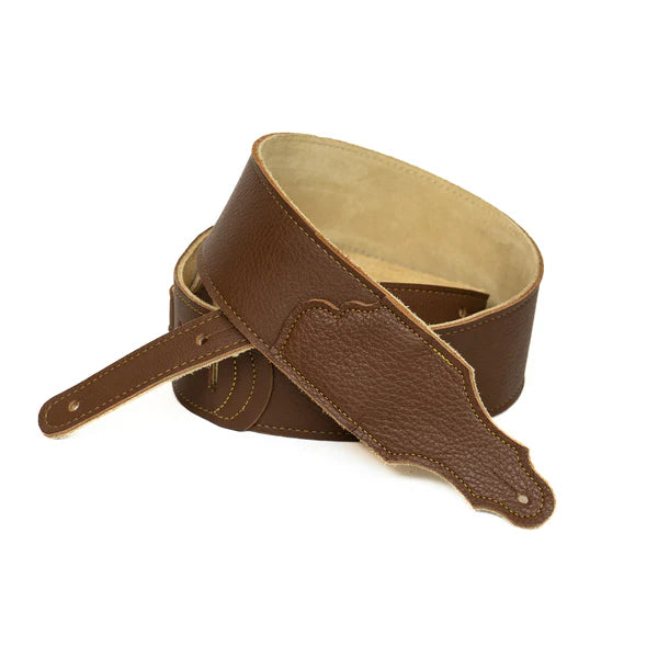 Franklin Original Natural Glove Leather Guitar Strap - Caramel/Gold Stitching