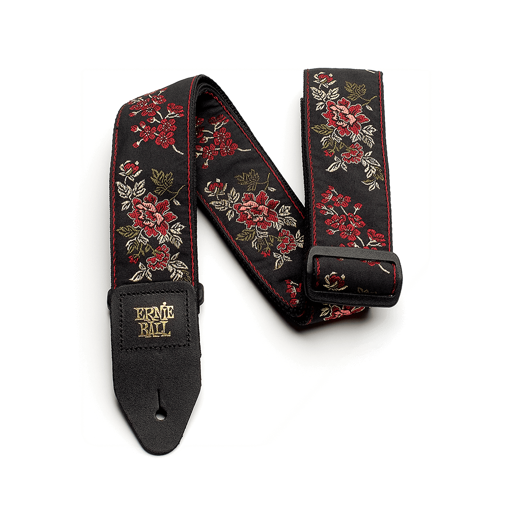 Ernie Ball Classic Jacquard Guitar Strap/Bass Strap - Red Rose