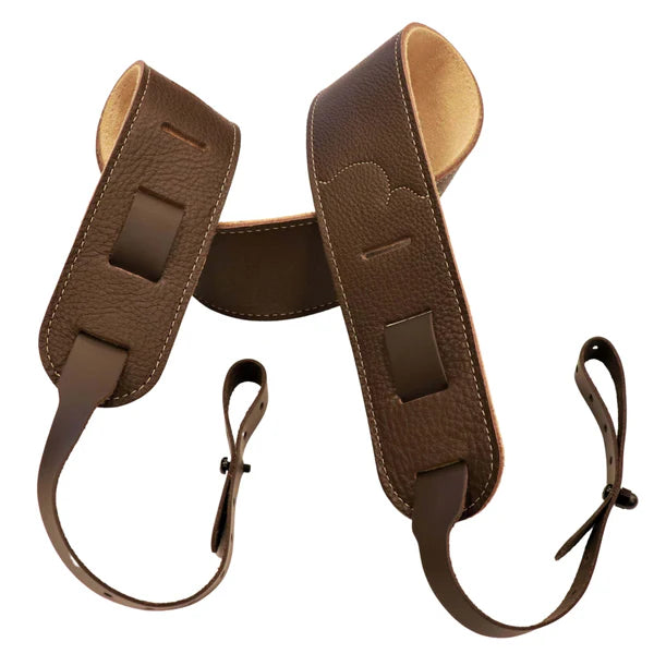 Franklin Banjo Strap - Glove Leather - Side Leather Ends - Chocolate/Natural