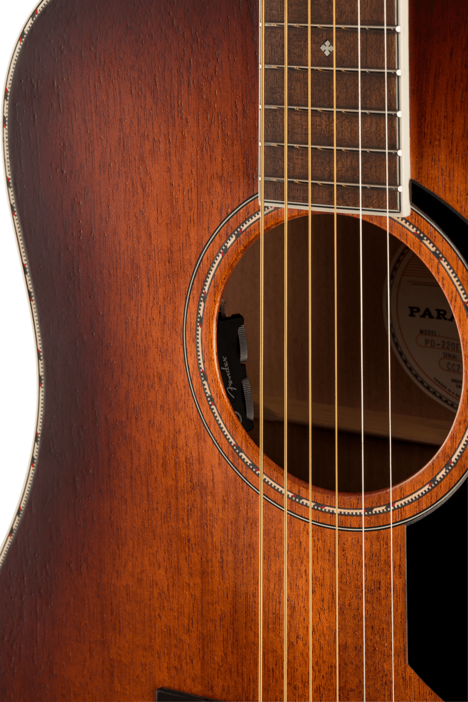 Fender PD-220E Dreadnought, All Mahogany, Ovangkol Fingerboard, Aged Cognac Burst