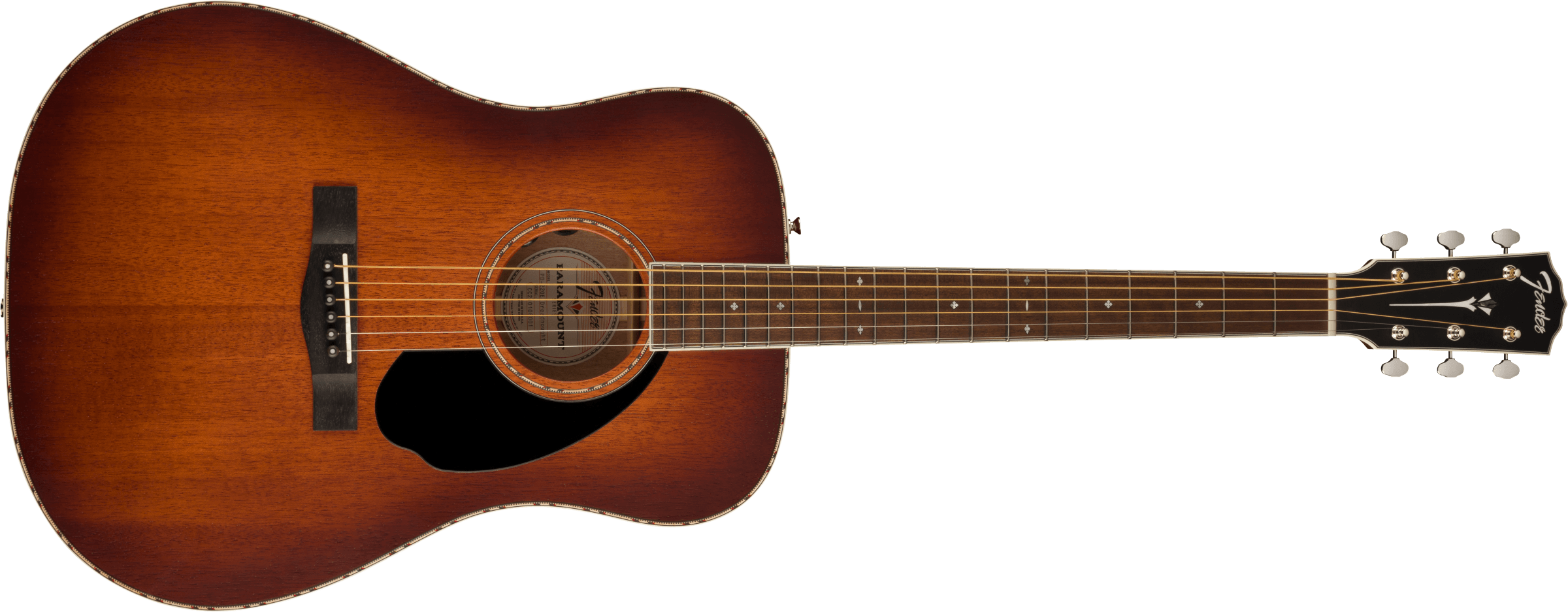 Fender PD-220E Dreadnought, All Mahogany, Ovangkol Fingerboard, Aged Cognac Burst