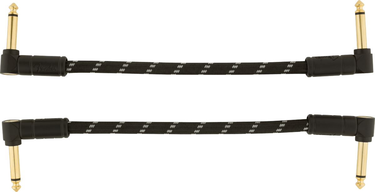Fender Deluxe Series Instrument Cables (2-Pack), Angle/Angle, 6", Black Tweed