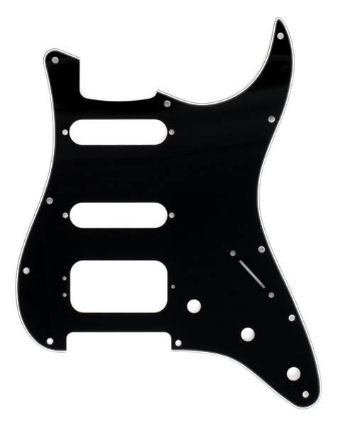 Pickguard, Stratocaster® H/S/S, 11-Hole Mount (3-Screw Mount HB), 3-Ply, Black