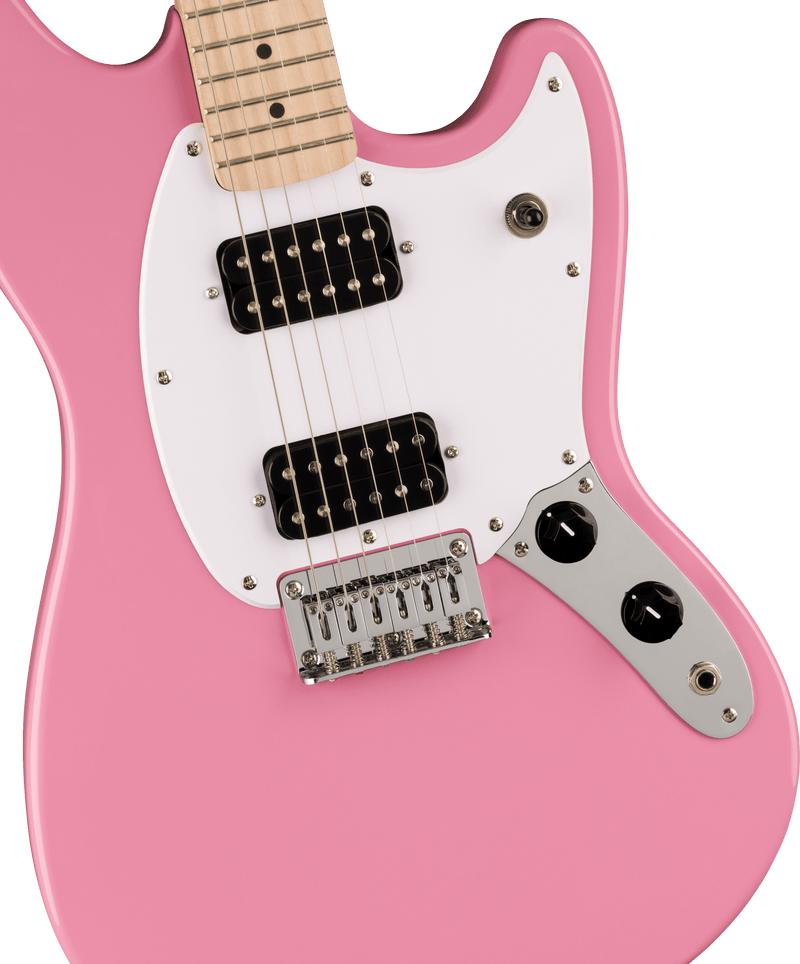 Squier Sonic® Mustang® HH, Maple Fingerboard, White Pickguard, Flash Pink