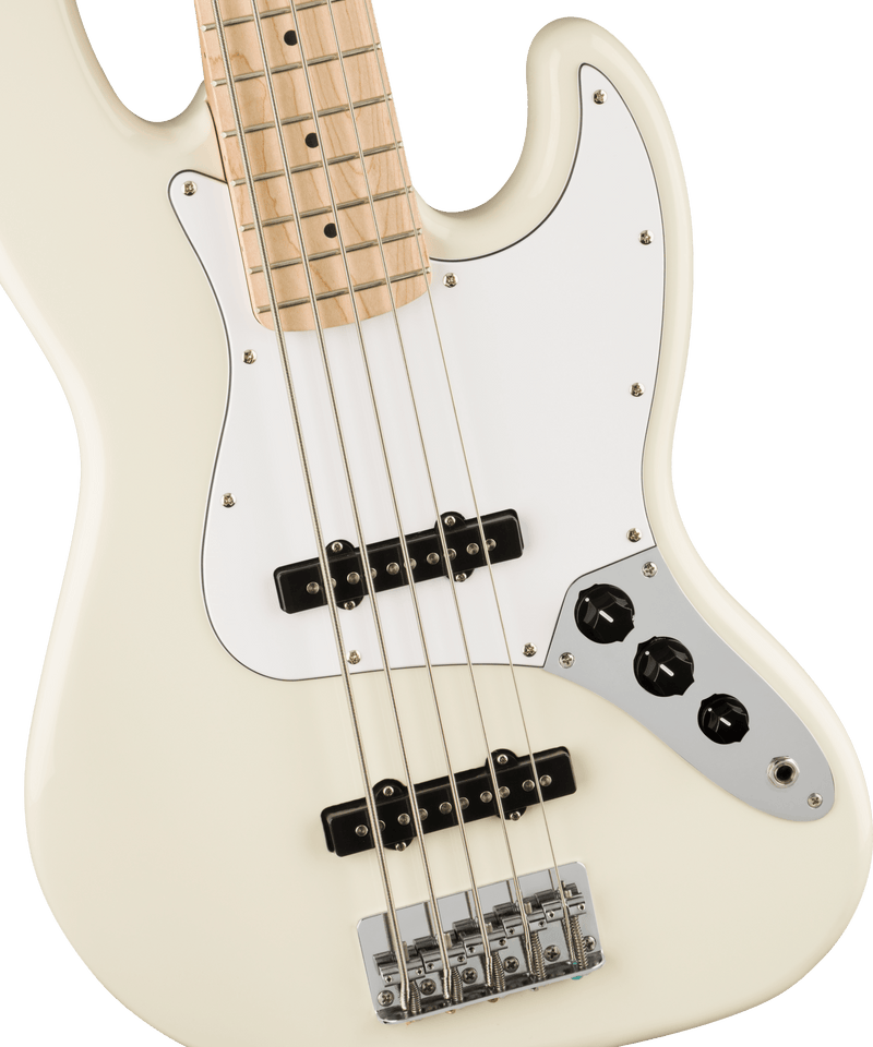 Squier Affinity Series™ Jazz Bass® V, Maple Fingerboard, White Pickguard, Olympic White