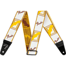 Fender WeighLess™ Monogram Strap, White/Brown/Yellow, 2"