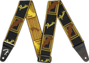Fender  WeighLess™ Monogram Strap, Black/Yellow/Brown, 2"