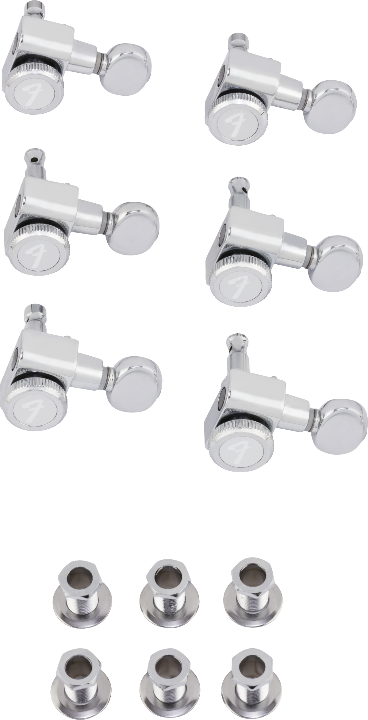 Fender  Fender® Staggered Locking Tuners with Vintage-Style Buttons, Polished Chrome (6)