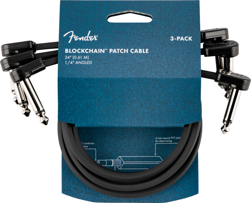 Fender Blockchain 24" Patch Cable, 3-pack, Angle/Angle