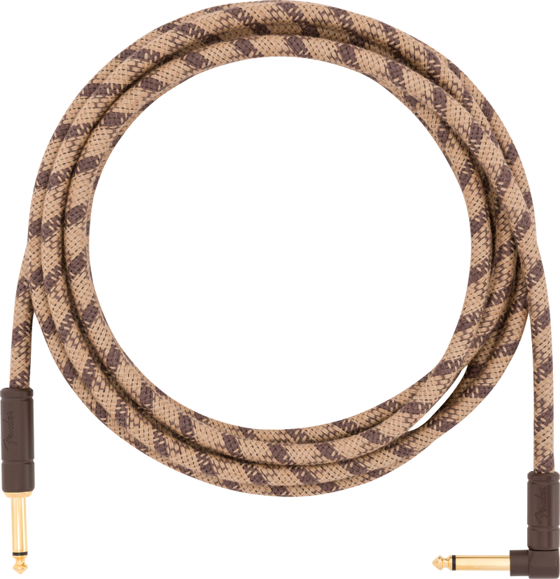 Fender Festival Instrument Cable, Straight/Angle, 10', Pure Hemp, Brown Stripe
