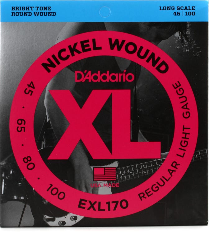D'Addario EXL170 Nickel Wound Bass Guitar Strings - .045-.100 Regular Light Long Scale