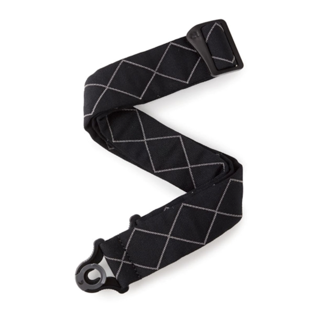 D'Addario Auto Lock Guitar Strap - Black Diamond Padded