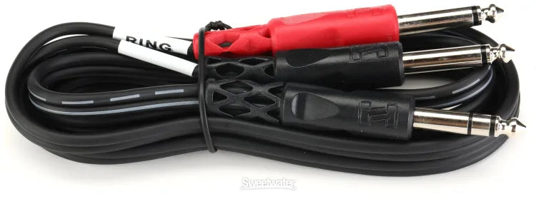 Hosa STP-202 Insert Cable - 1/4 inch TRS Male to Dual 1/4 inch TS Male