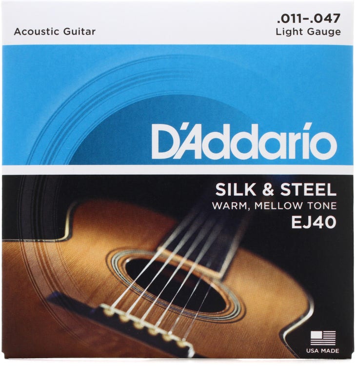 D'Addario EJ40 Silk and Steel Folk Acoustic Guitar Strings - .011-.047 Light