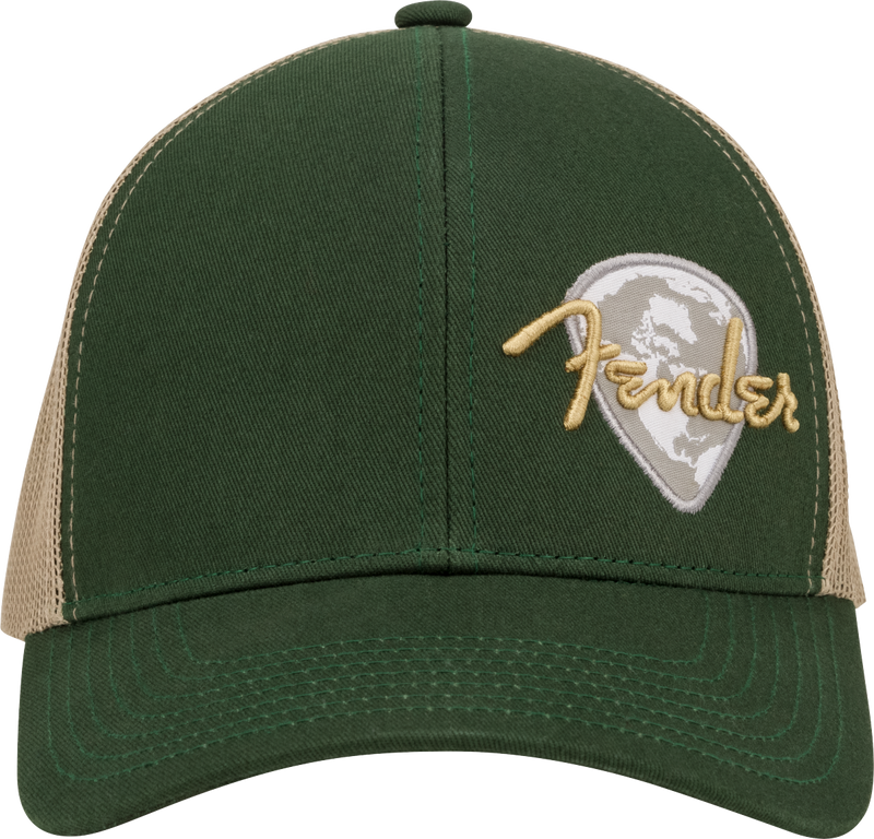 Fender® Globe Pick Patch Hat, Green/Khaki, One Size