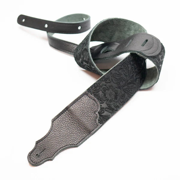 Franklin Embossed Suede Guitar Strap - Black