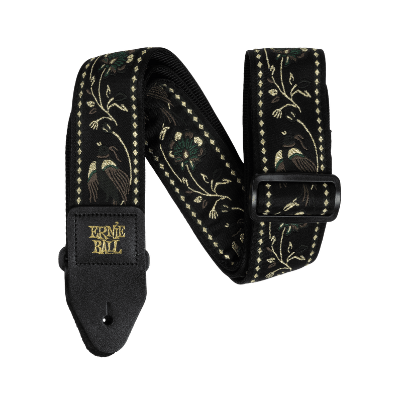 Classic Jacquard Guitar Strap/Bass Strap - Black Pleasant Pheasant