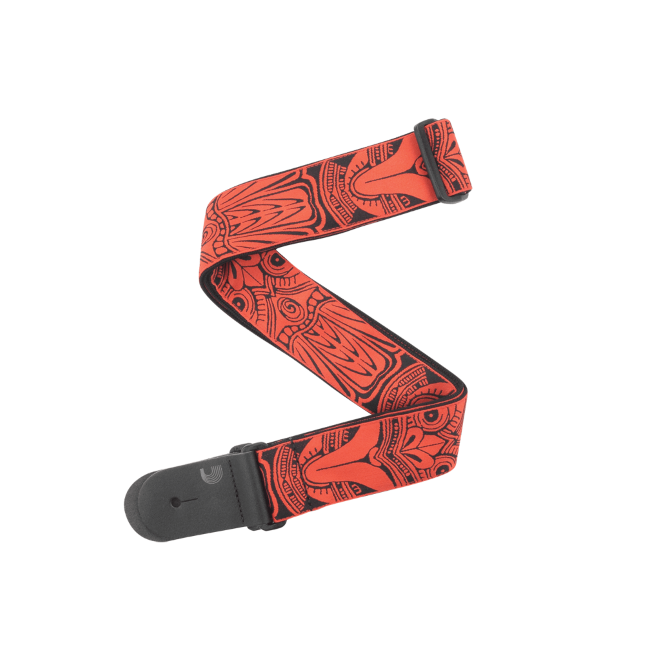 Woven Guitar Strap, Tiki Mask - Red