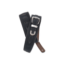 D'Addario Deluxe Leather Guitar Strap Buckle, Black with Stitch