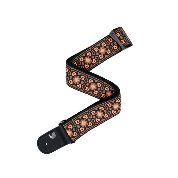 D’Addario Eco Woven Guitar Strap, Brown & Orange