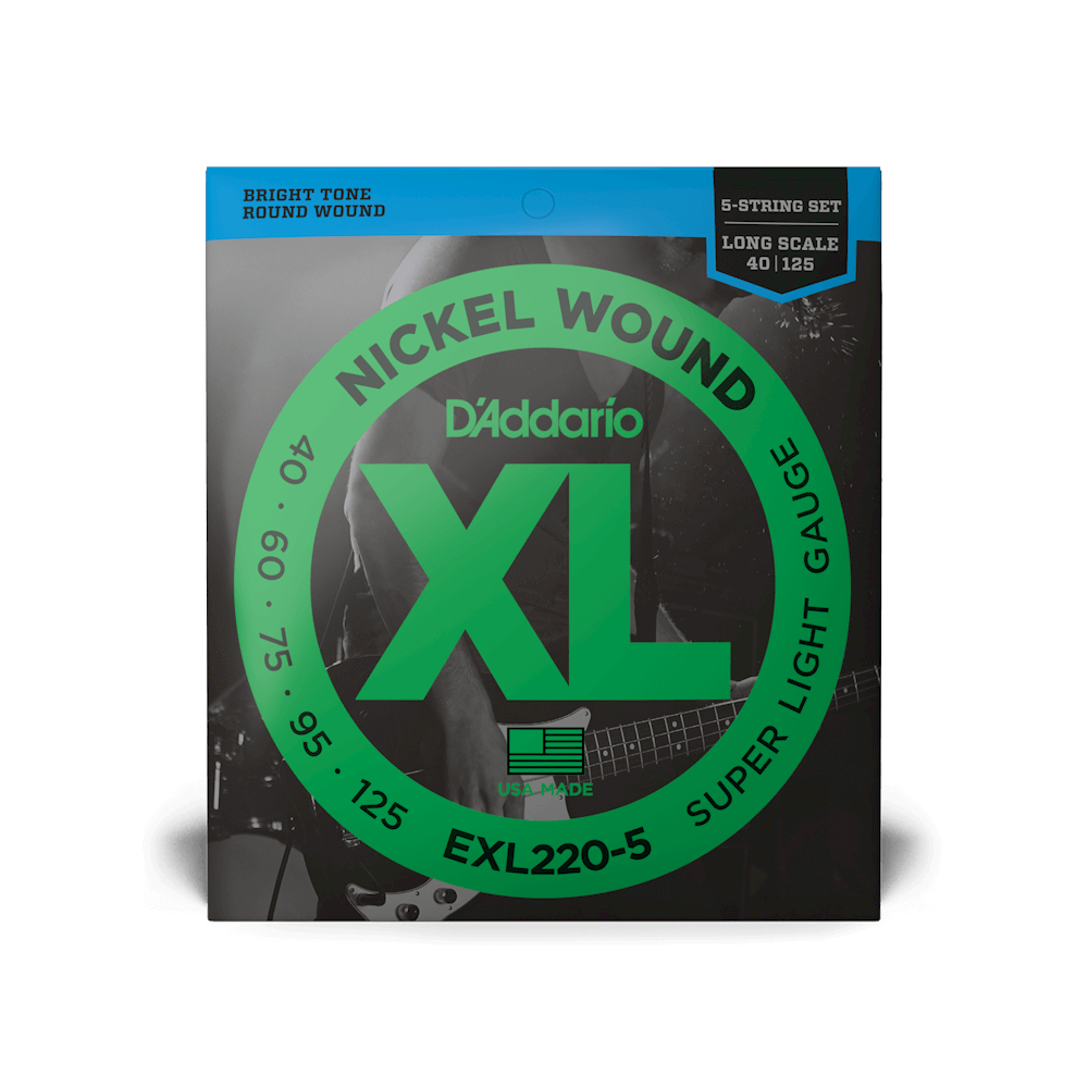 D'Addario Super Light Long Scale 5-String Bass Strings 40-125