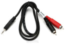 Hosa CMR-203 Stereo Breakout Cable - 3.5mm TRS Male to Left and Right RCA Male - 3 foot
