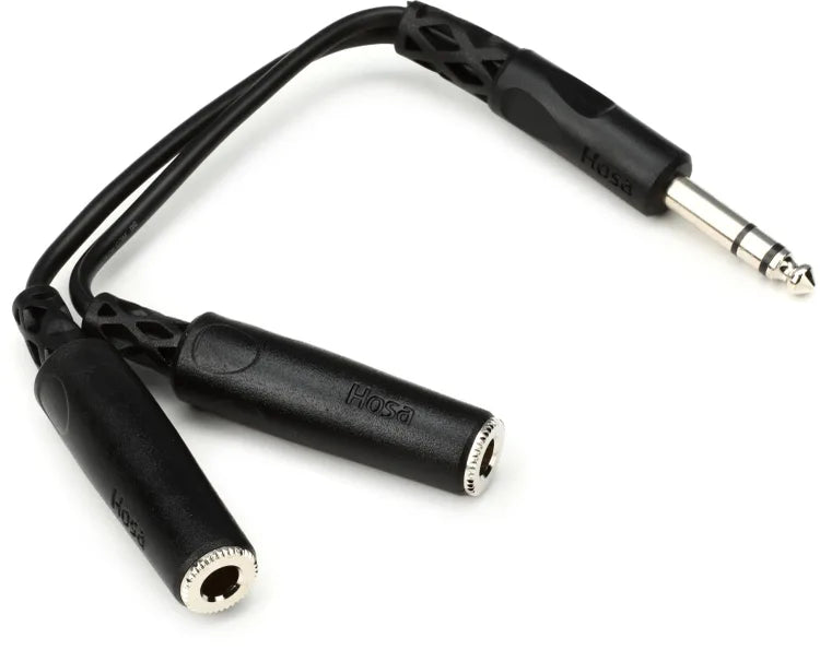 Hosa YPP-118 Y Cable - 1/4 inch TRS Male to Dual 1/4 inch TRS Female