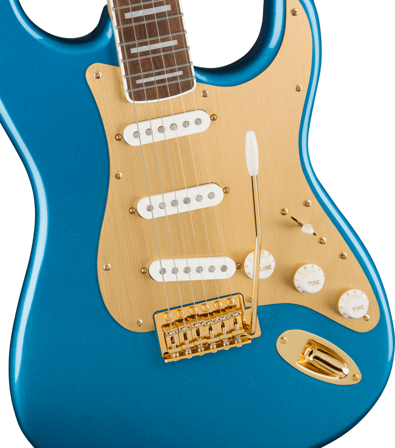 Squier  40th Anniversary Stratocaster®, Gold Edition, Laurel Fingerboard, Gold Anodized Pickguard, Lake Placid Blue