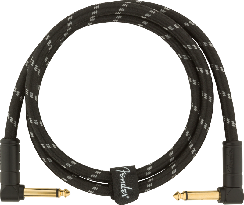 Fender Deluxe Series Instrument Cable, Angle/Angle, 3', Black Tweed