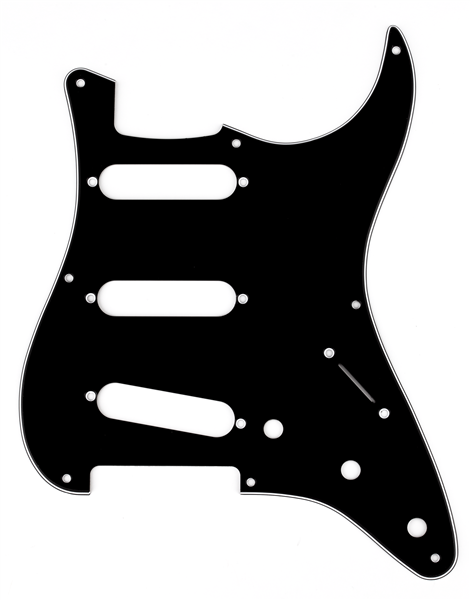 Fender Pickguard, Stratocaster® S/S/S, 8-Hole Mount, Black, 3-Ply
