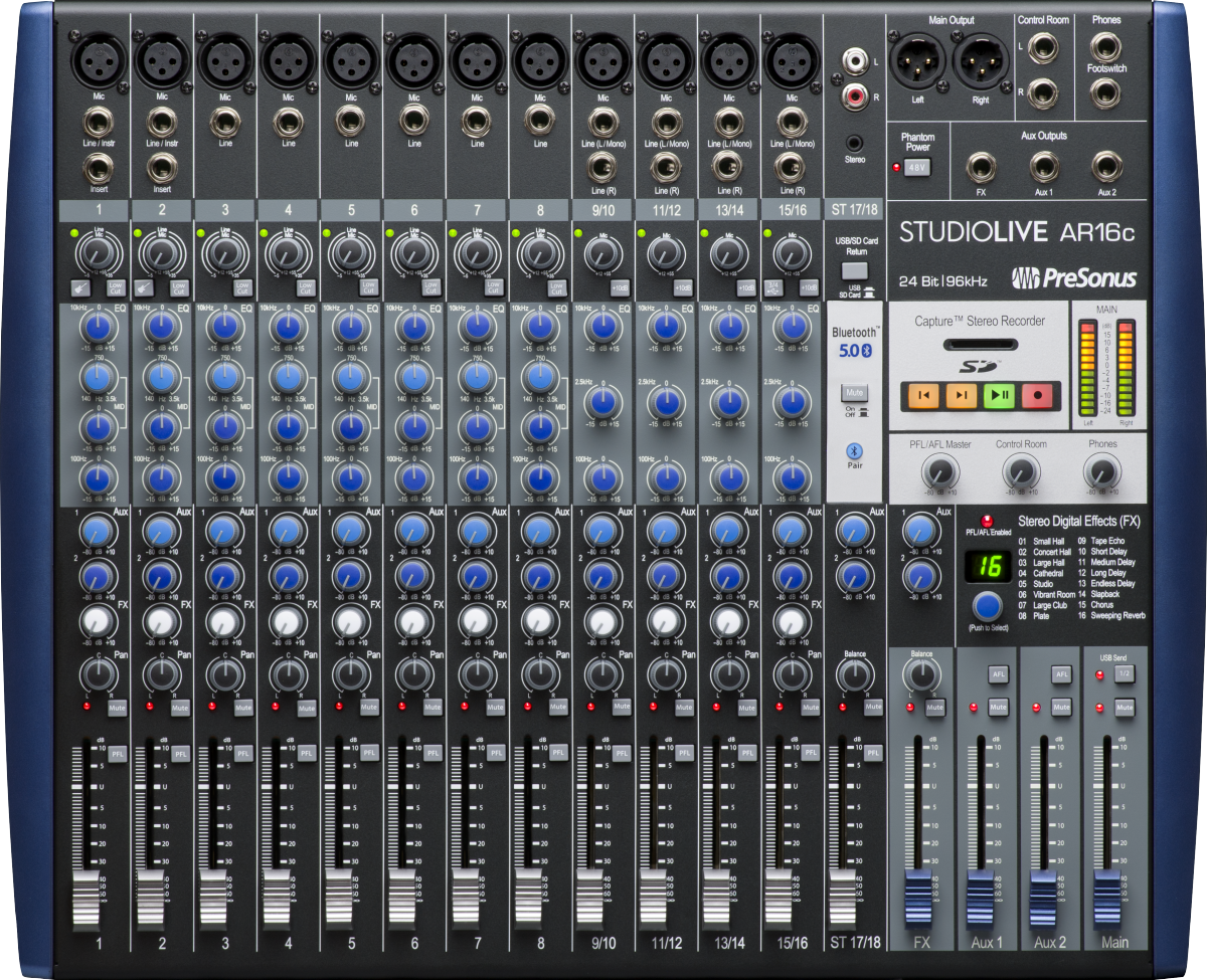 PreSonus® StudioLive® AR16c Analog Mixer, Blue