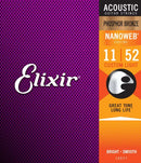 Elixir Nanoweb Phosphor Bronze Acoustic Guitar Strings - .011-.052 Custom Light