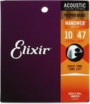 Elixir Strings 16002 Nanoweb Phosphor Bronze Acoustic Guitar Strings - .010-.047 Extra Light