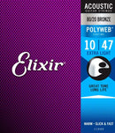 Elixir Strings 11000 Polyweb 80/20 Bronze Acoustic Guitar Strings - .010-.047 Extra Light