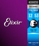 Elixir Strings 11050 Polyweb 80/20 Bronze Acoustic Guitar Strings - .012-.053 Light