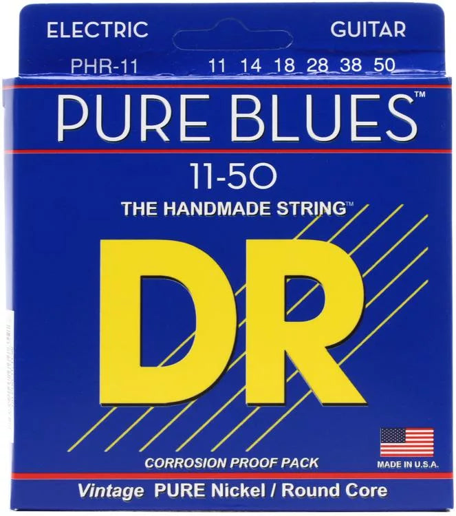 DR Strings PHR-11 Pure Blues Pure Nickel Electric Guitar Strings - .011-.050 Heavy