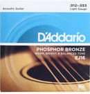 D'Addario EJ16 Phosphor Bronze Acoustic Guitar Strings - .012-.053 Light