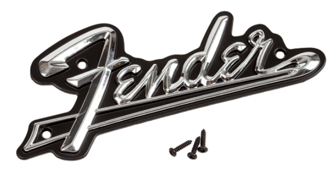Fender® Black Panel Amplifier Logo, Silver/Black