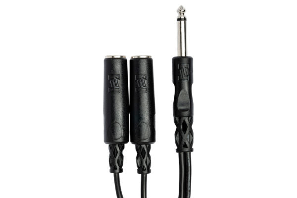 Hosa YPP-111 Y Cable - 1/4 inch TS Male to Dual 1/4 inch TS Female